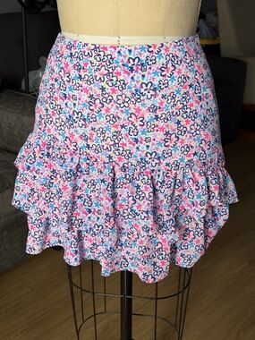 Lilly Pulitzer Tilly Fun Sun Repeat Ditsy Floral Ruffle Tiered Mini Skirt Sz 6